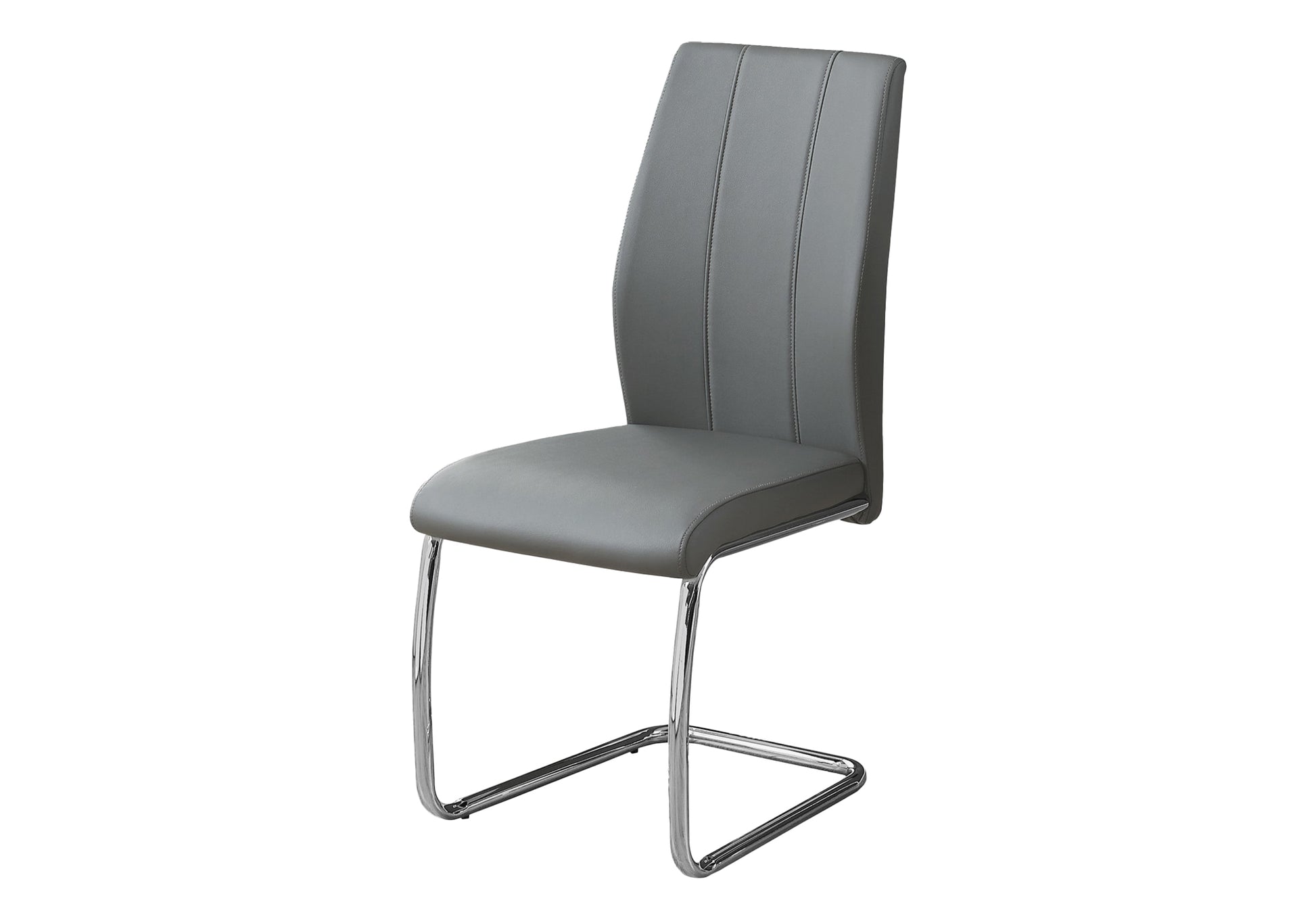 Set of 2 Grey Fabric Dining Chairs 39"H Chrome Legs-Dining Chair-DECOROLALA
