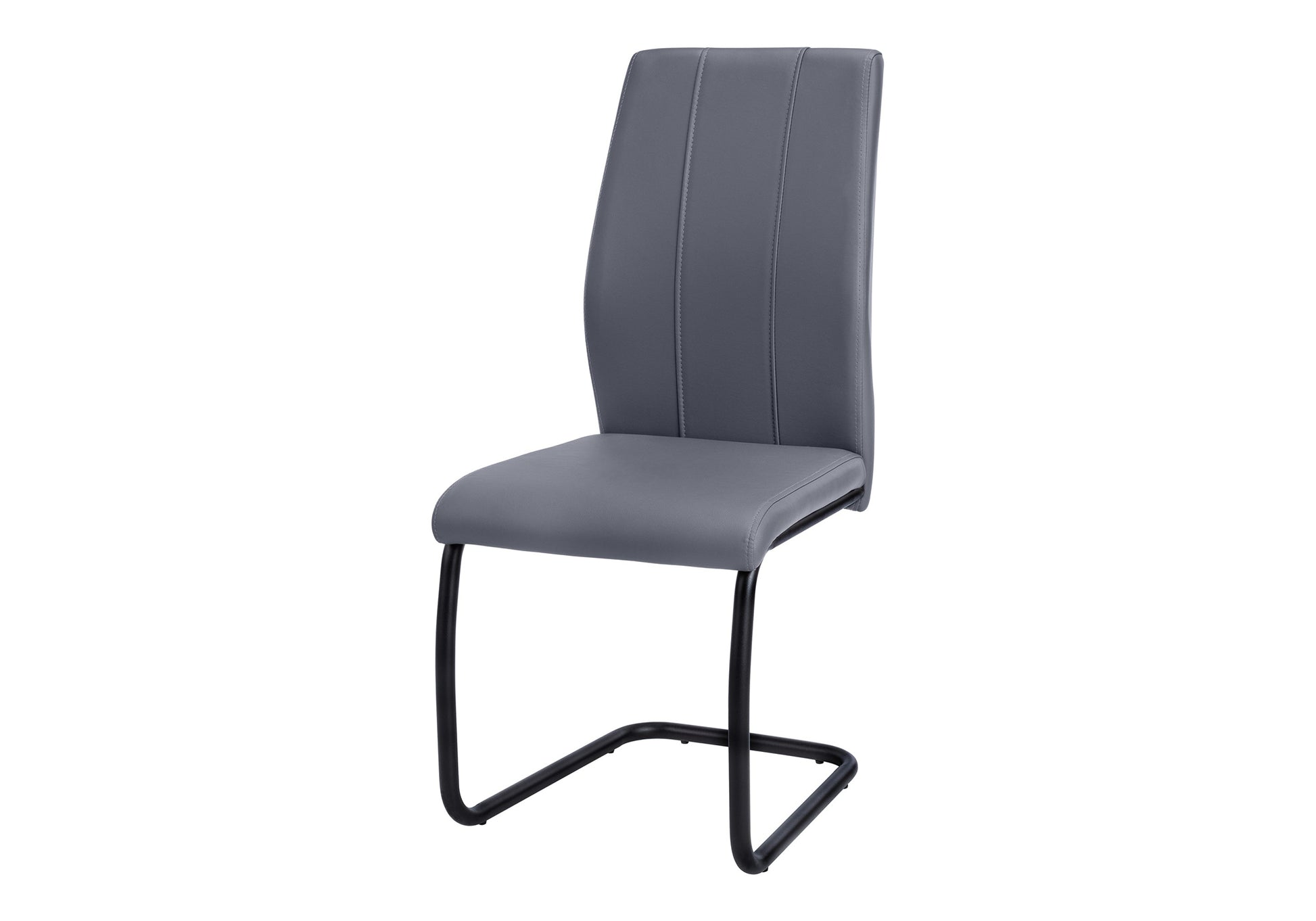 Set of 2 Grey Fabric Dining Chairs 39"H Chrome Legs-Dining Chair-DECOROLALA