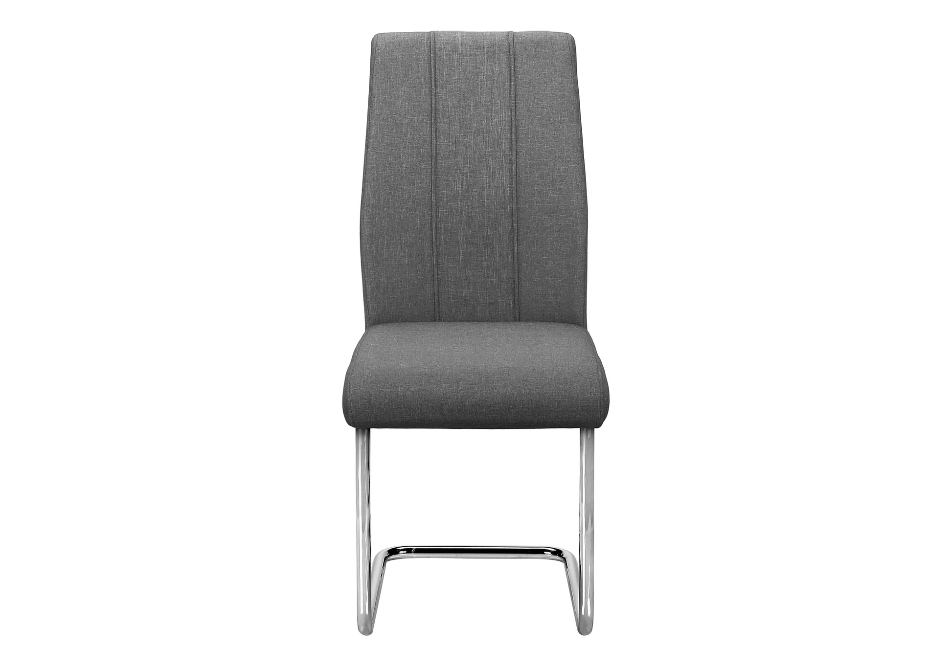 Set of 2 Grey Fabric Dining Chairs 39"H Chrome Legs-Dining Chair-DECOROLALA