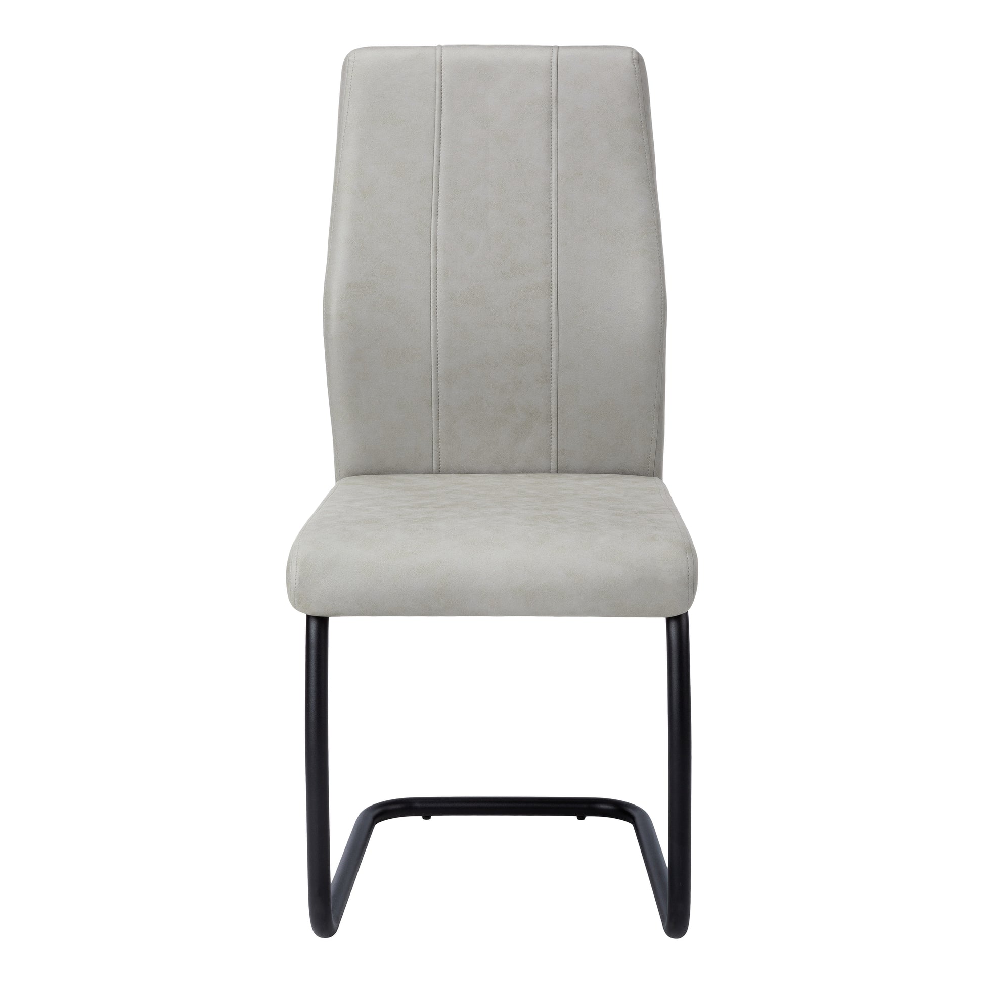 Set of 2 Grey Fabric Dining Chairs 39"H Chrome Legs-Dining Chair-DECOROLALA