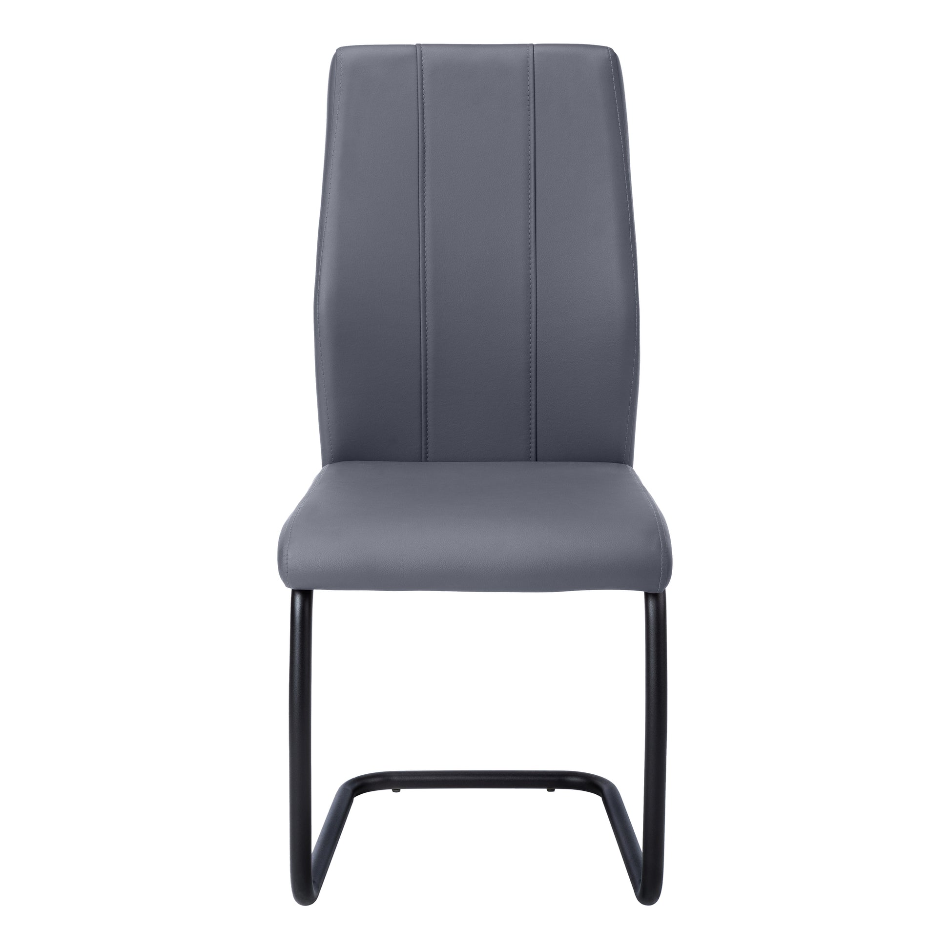 Set of 2 Grey Fabric Dining Chairs 39"H Chrome Legs-Dining Chair-DECOROLALA