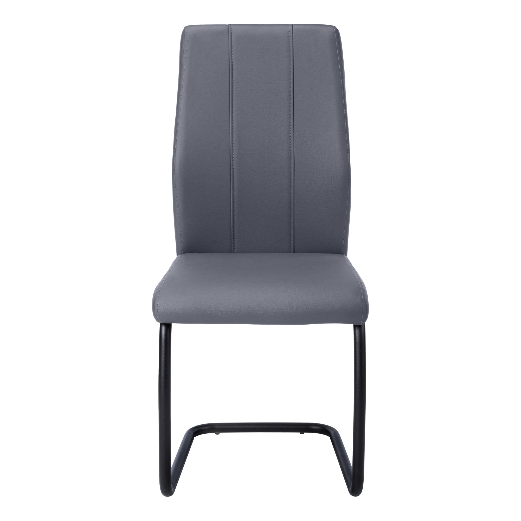 Set of 2 Grey Fabric Dining Chairs 39"H Chrome Legs-Dining Chair-DECOROLALA