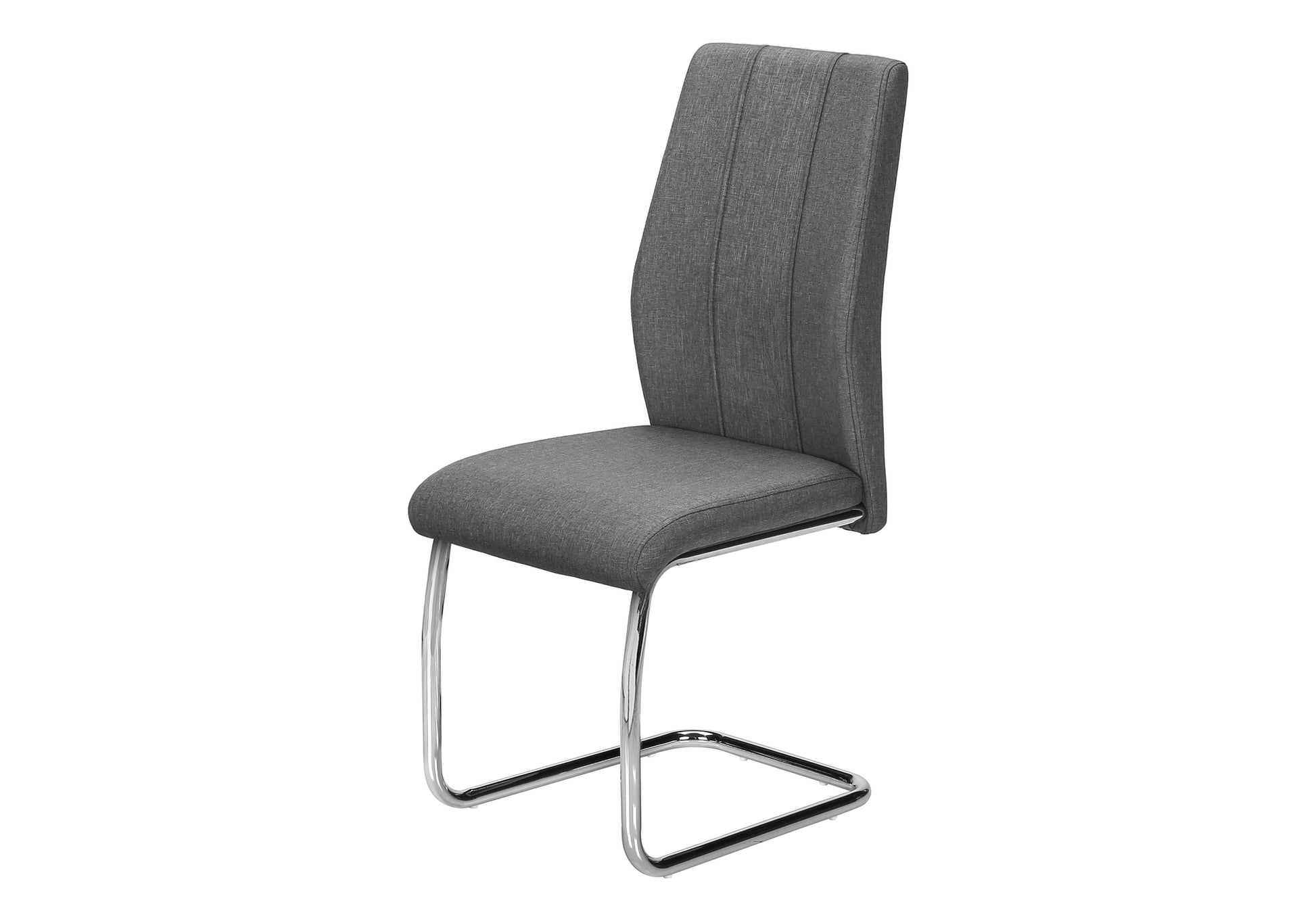 Set of 2 Grey Fabric Dining Chairs 39"H Chrome Legs-Dining Chair-DECOROLALA
