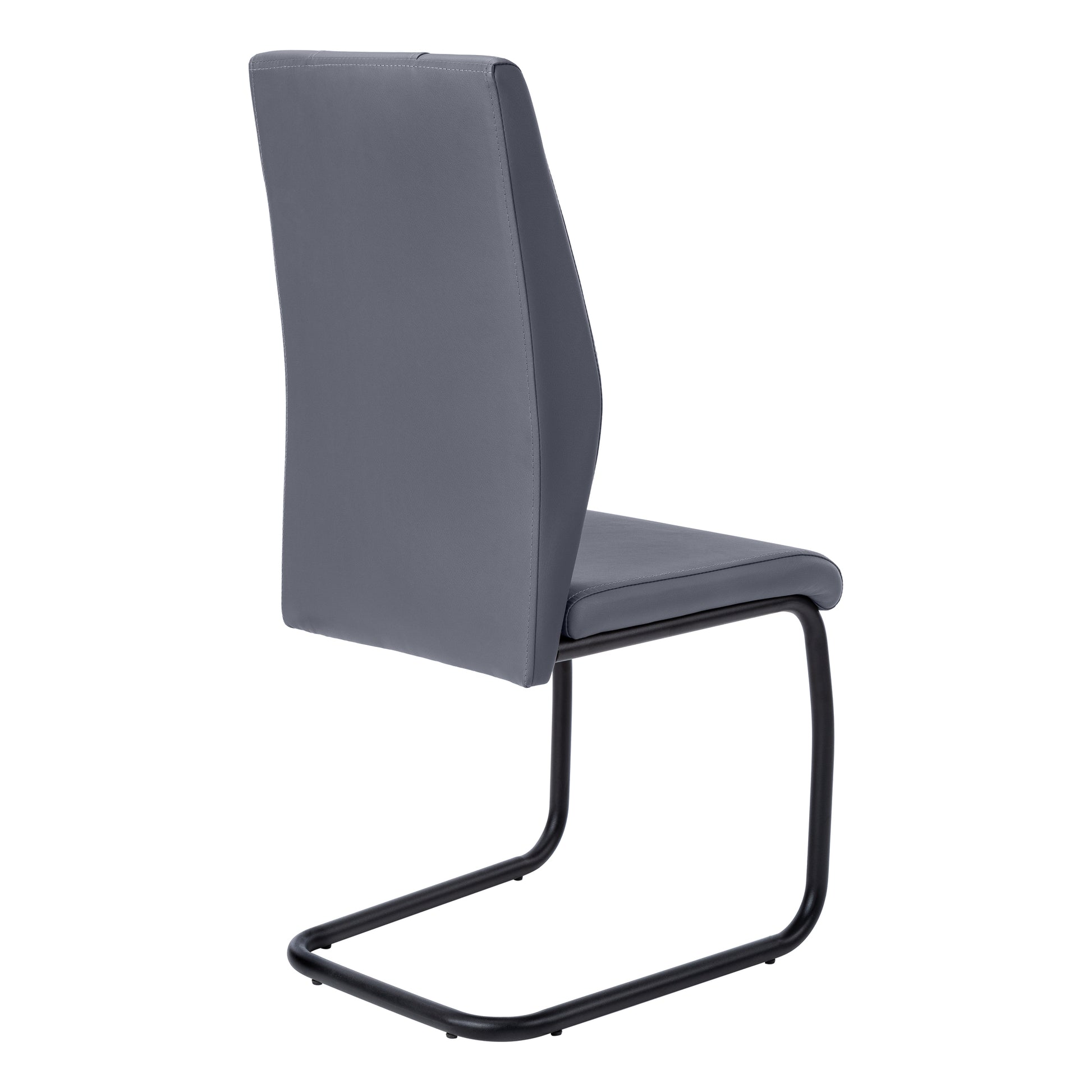 Set of 2 Grey Fabric Dining Chairs 39"H Chrome Legs-Dining Chair-DECOROLALA
