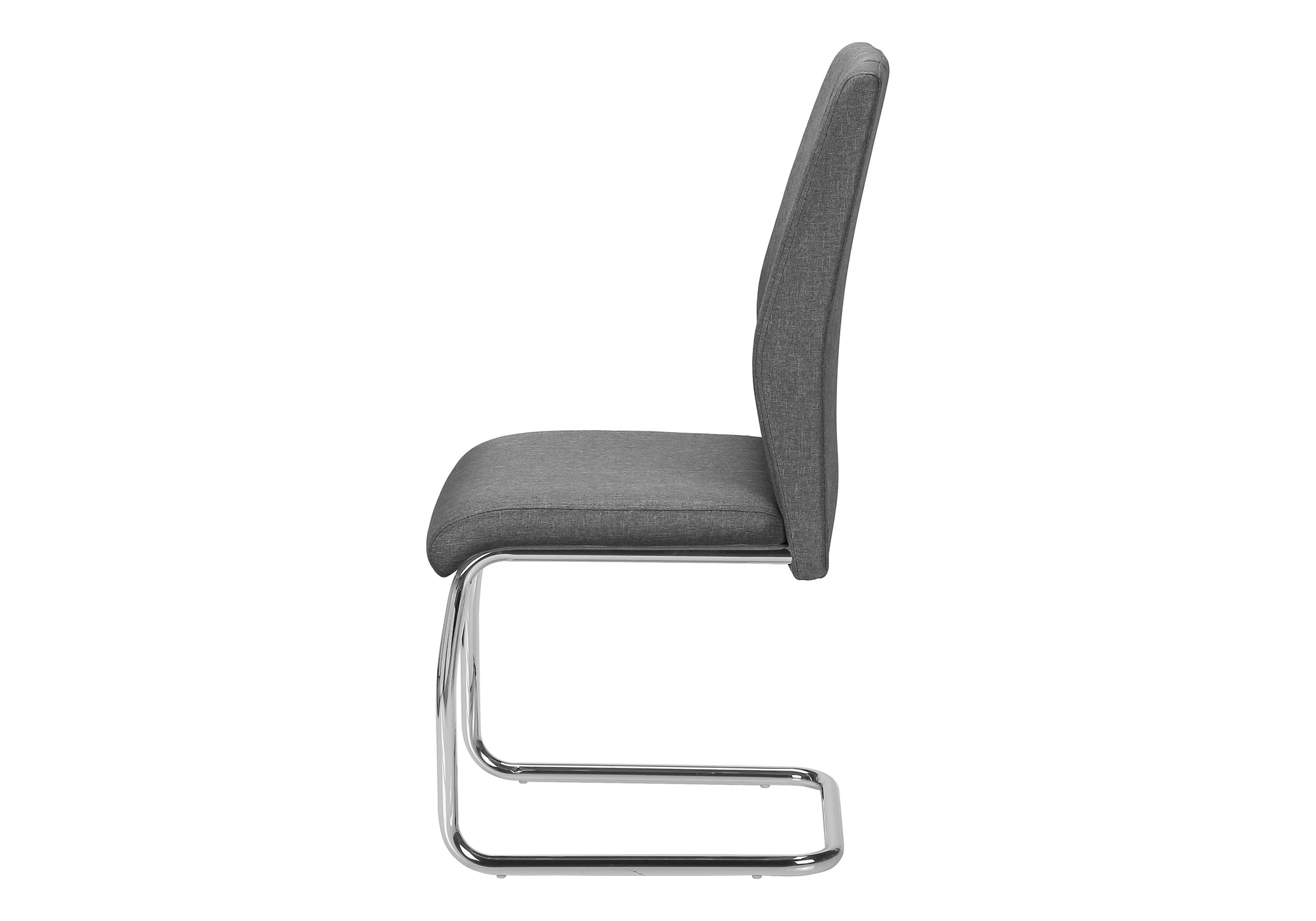 Set of 2 Grey Fabric Dining Chairs 39"H Chrome Legs-Dining Chair-DECOROLALA