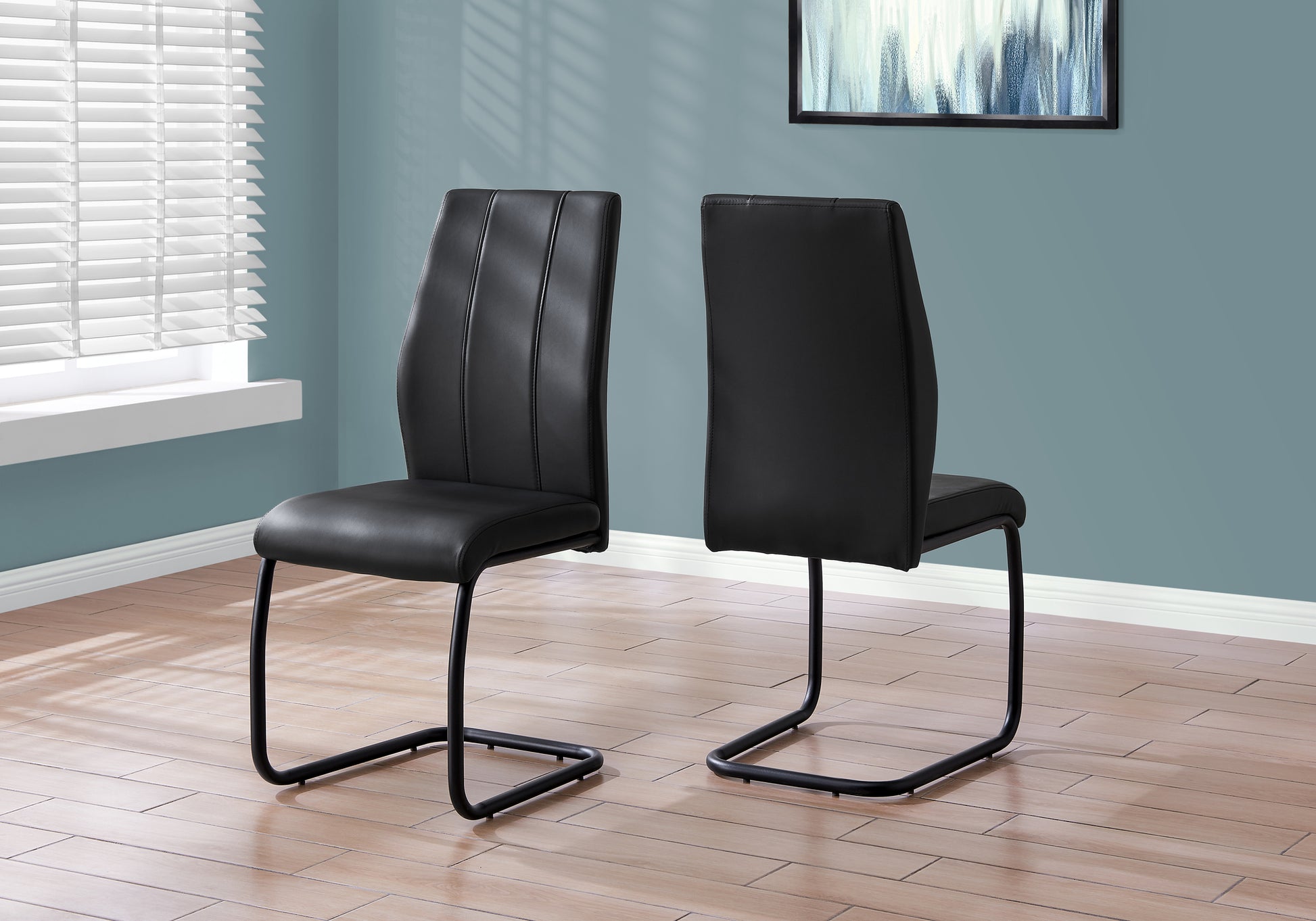 Set of 2 Grey Fabric Dining Chairs 39"H Chrome Legs-Dining Chair-DECOROLALA