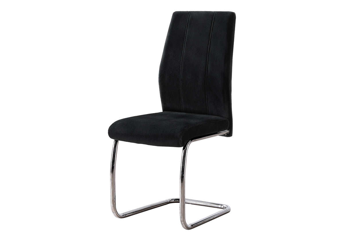 Set of 2 Grey Fabric Dining Chairs 39"H Chrome Legs-Dining Chairs-DECOROLALA