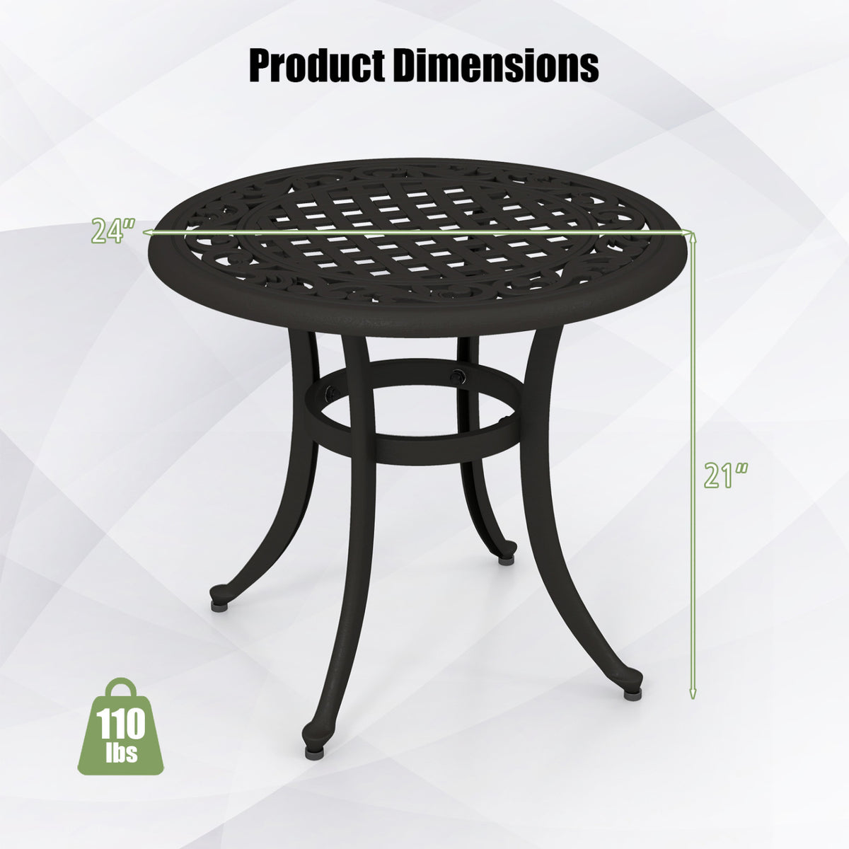 Set of 2 Heavy-Duty Outdoor Aluminum Side Table with Adjustable Footpads for Patio-Antique Brown-Patio Coffee Tables-DECOROLALA