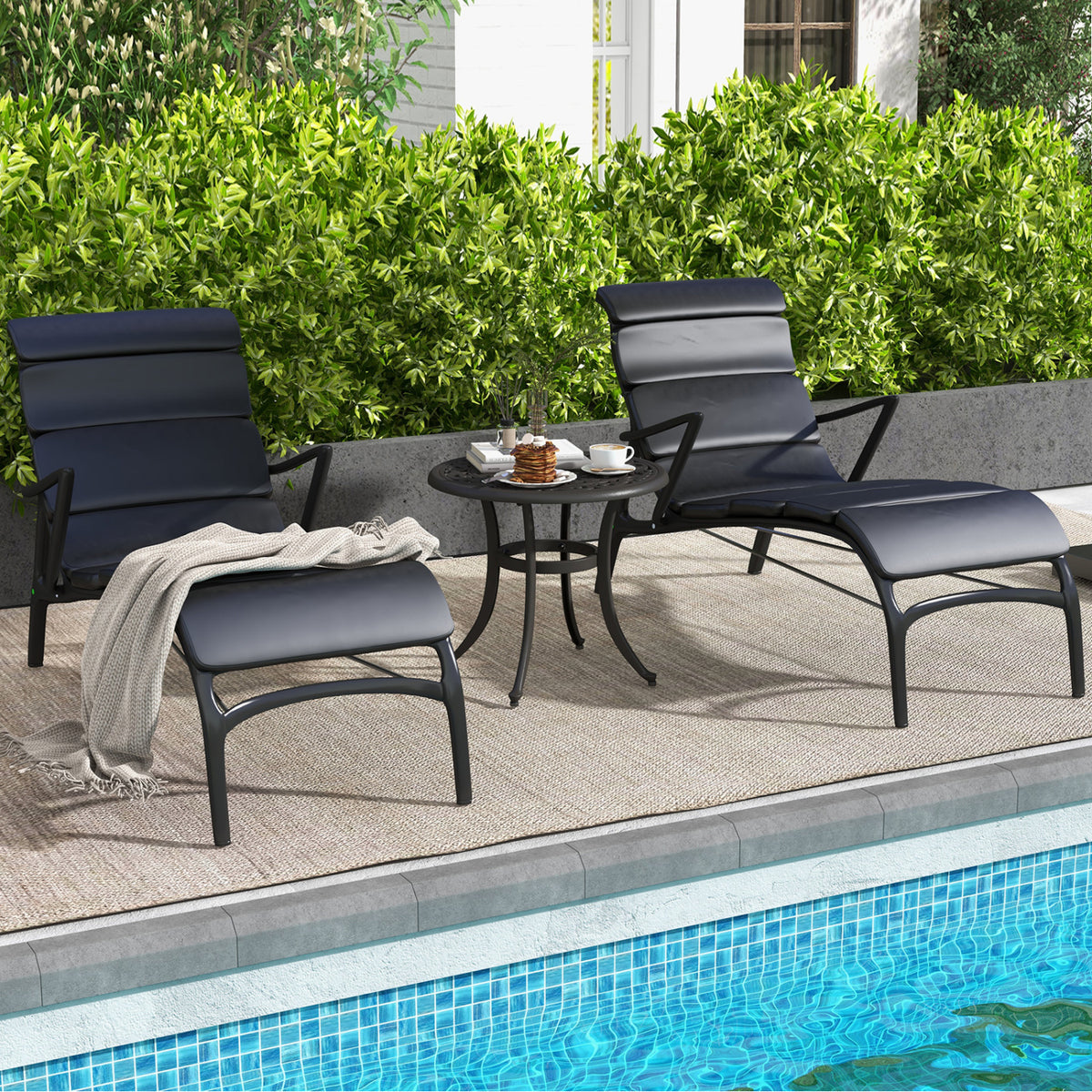 Set of 2 Heavy-Duty Outdoor Aluminum Side Table with Adjustable Footpads for Patio-Antique Brown-Patio Coffee Tables-DECOROLALA