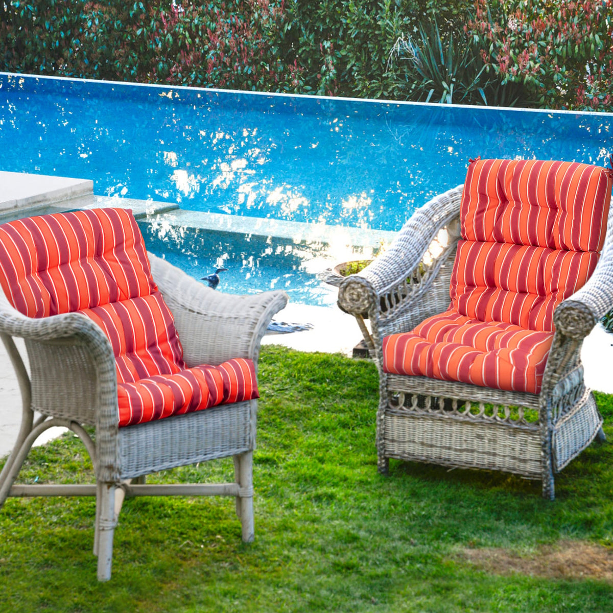 Set of 2 High Back Chair Cushion with Adjustable Height-Orange-Outdoor Furniture Accessories-DECOROLALA