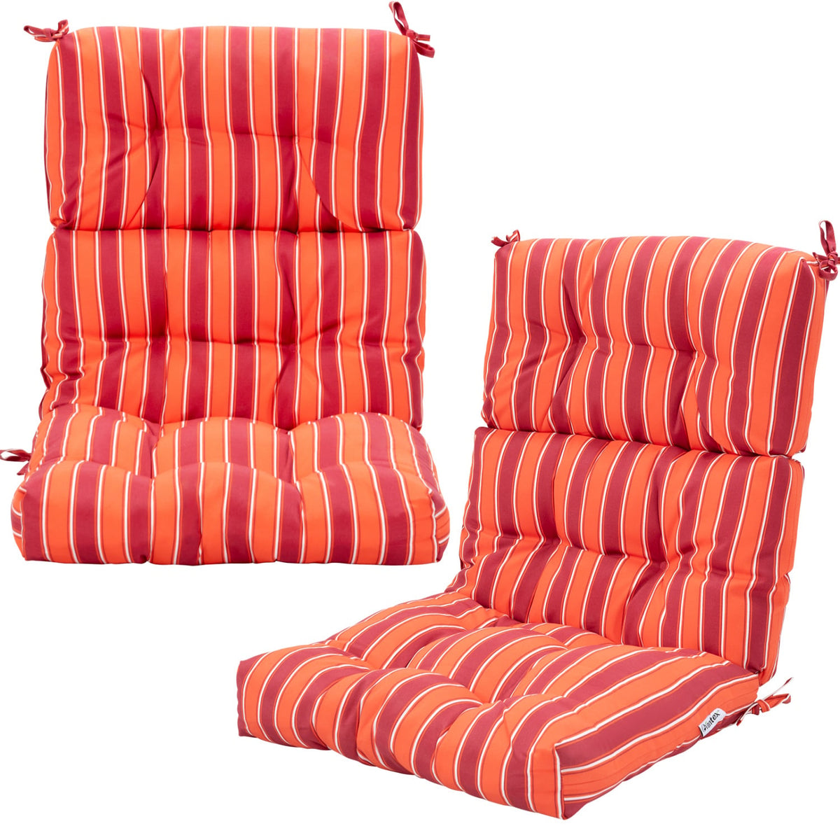 Set of 2 High Back Chair Cushion with Adjustable Height-Orange-Outdoor Furniture Accessories-DECOROLALA