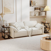 Set of 2 Industrial Faux Marble Side Table with Metal Frame for Small Spaces-Rustic Brown-End & Side Tables-DECOROLALA