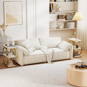 Set of 2 Industrial Faux Marble Side Table with Metal Frame for Small Spaces-White-End & Side Tables-DECOROLALA