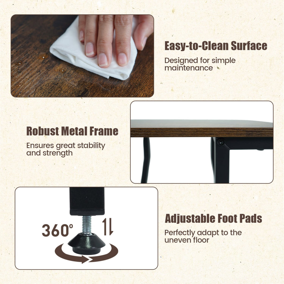 Set of 2 Industrial Side Tables with Charging Station & 3-Tier Shelves for Small Space-Rustic Brown-End & Side Tables-DECOROLALA