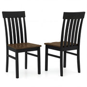 Set of 2 Kitchen Armless Dining Chairs with Slatted High Backrests-Black-Dining Chairs-DECOROLALA
