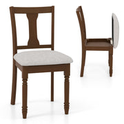 Set of 2 Kitchen Dining Chair with Linen Fabric and Storage Space-Brown-Dining Chairs-DECOROLALA