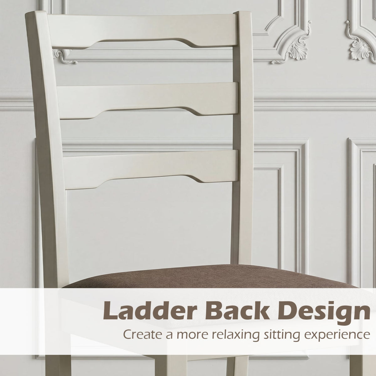 Set of 2 Linen Style Upholstered Dining Chairs with Wood Frames-White-Dining Chairs-DECOROLALA