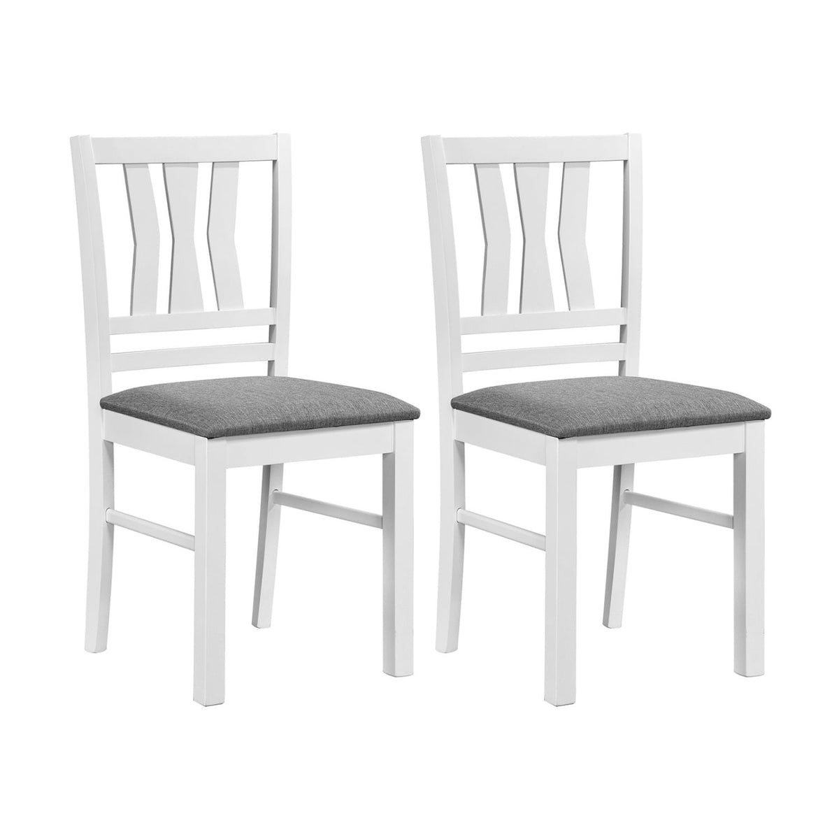 Set of 2 Linen Style Upholstered Kitchen Chairs with Wood Frames-White-Dining Chairs-DECOROLALA