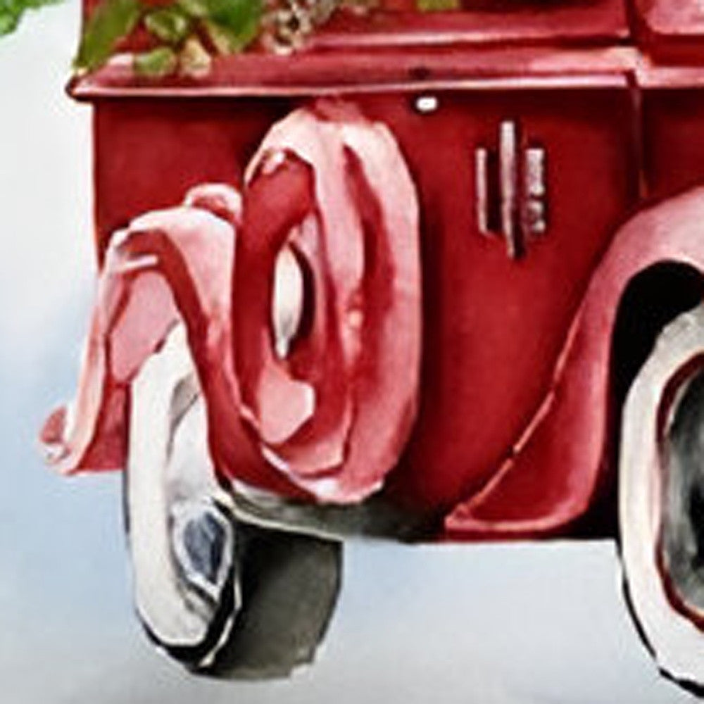 Set of 2 Merry Christmas Vintage Red Car Throw Pillows-Accent Throw Pillows-DECOROLALA