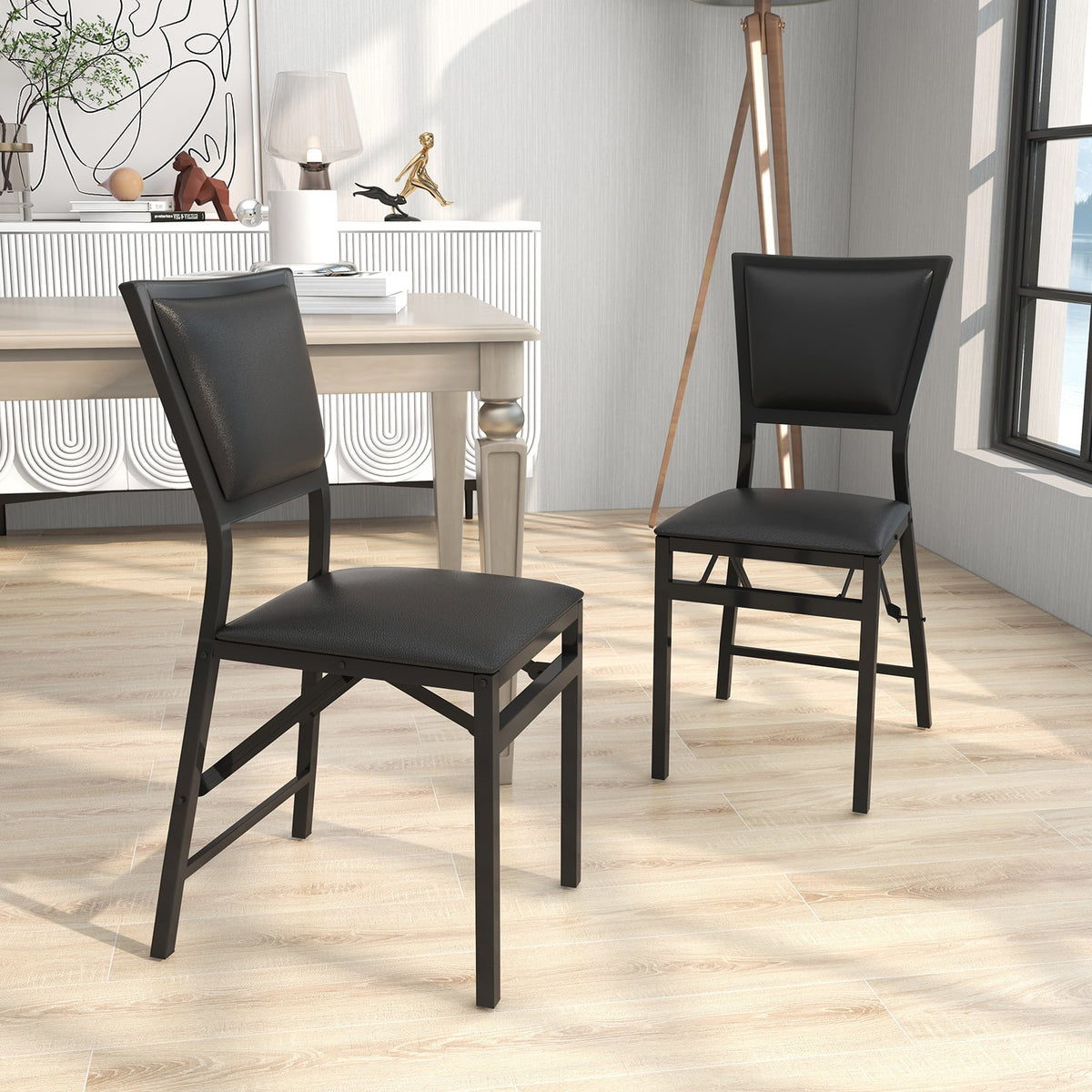 Set of 2 Metal Folding Dining Chair with Space Saving Design-Dining Chairs-DECOROLALA