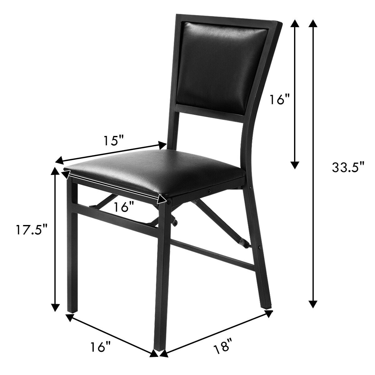 Set of 2 Metal Folding Dining Chair with Space Saving Design-Dining Chairs-DECOROLALA