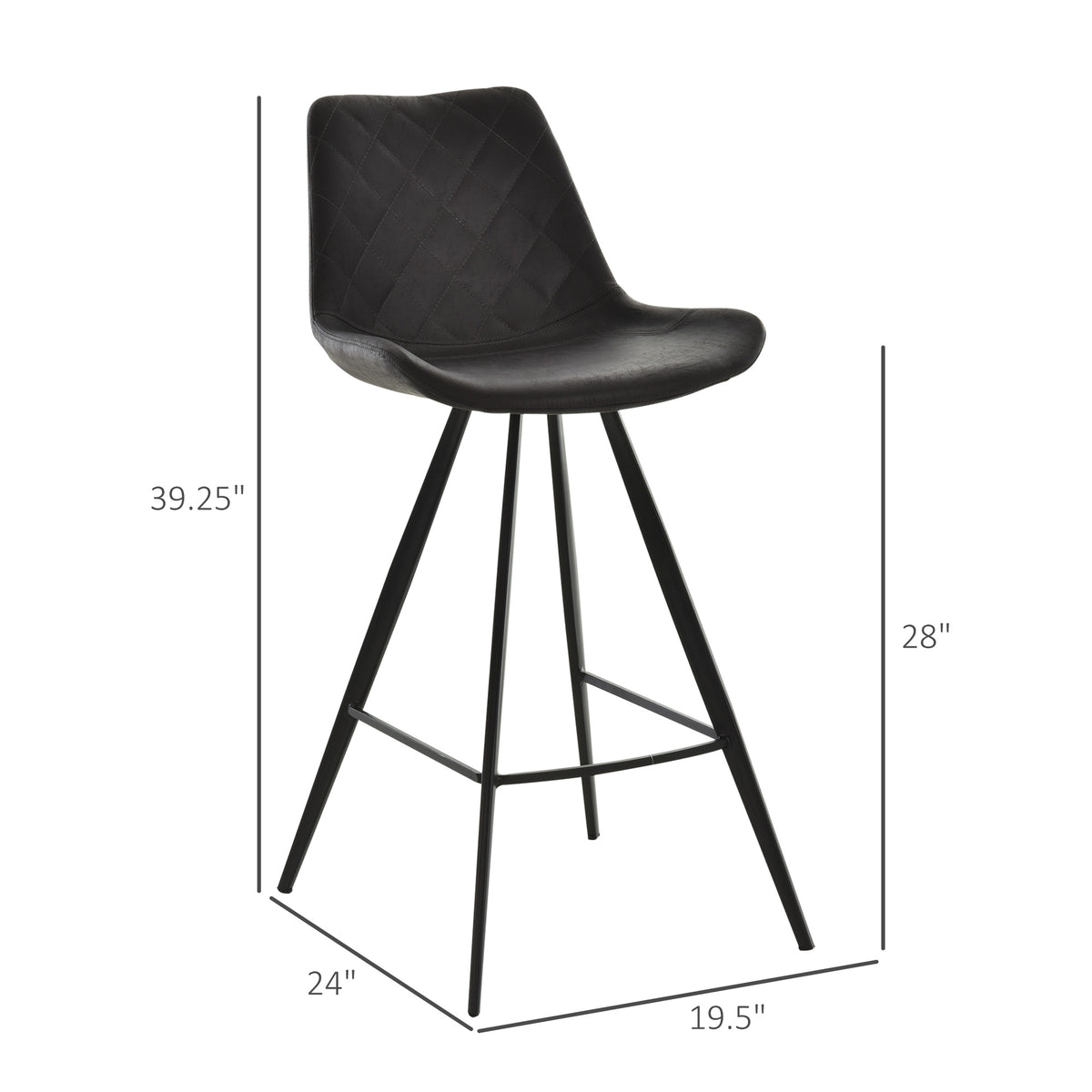Set of 2 Microfiber Bar Stools - Black Metal Legs-Home Furnishings > Kitchen & Dining Furniture > Bar Stools-DECOROLALA