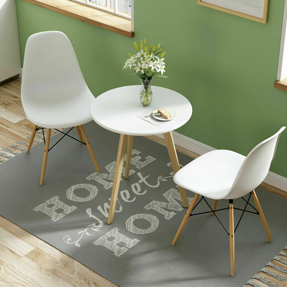 Set of 2 Mid-Century Modern DSW Dining Side Chair-Beige-Dining Chairs-DECOROLALA