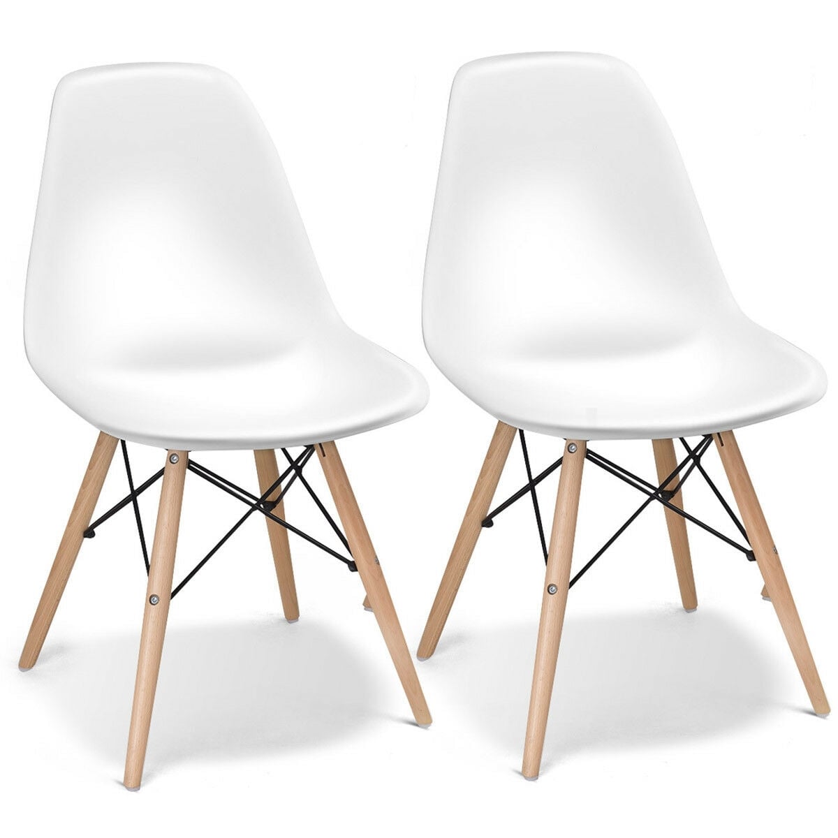 Set of 2 Mid-Century Modern DSW Dining Side Chair-Beige-Dining Chairs-DECOROLALA