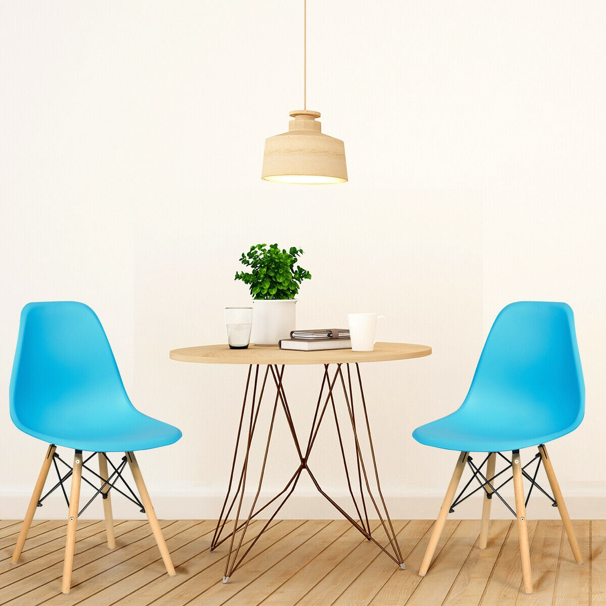 Set of 2 Mid-Century Modern DSW Dining Side Chair-Blue-Dining Chairs-DECOROLALA