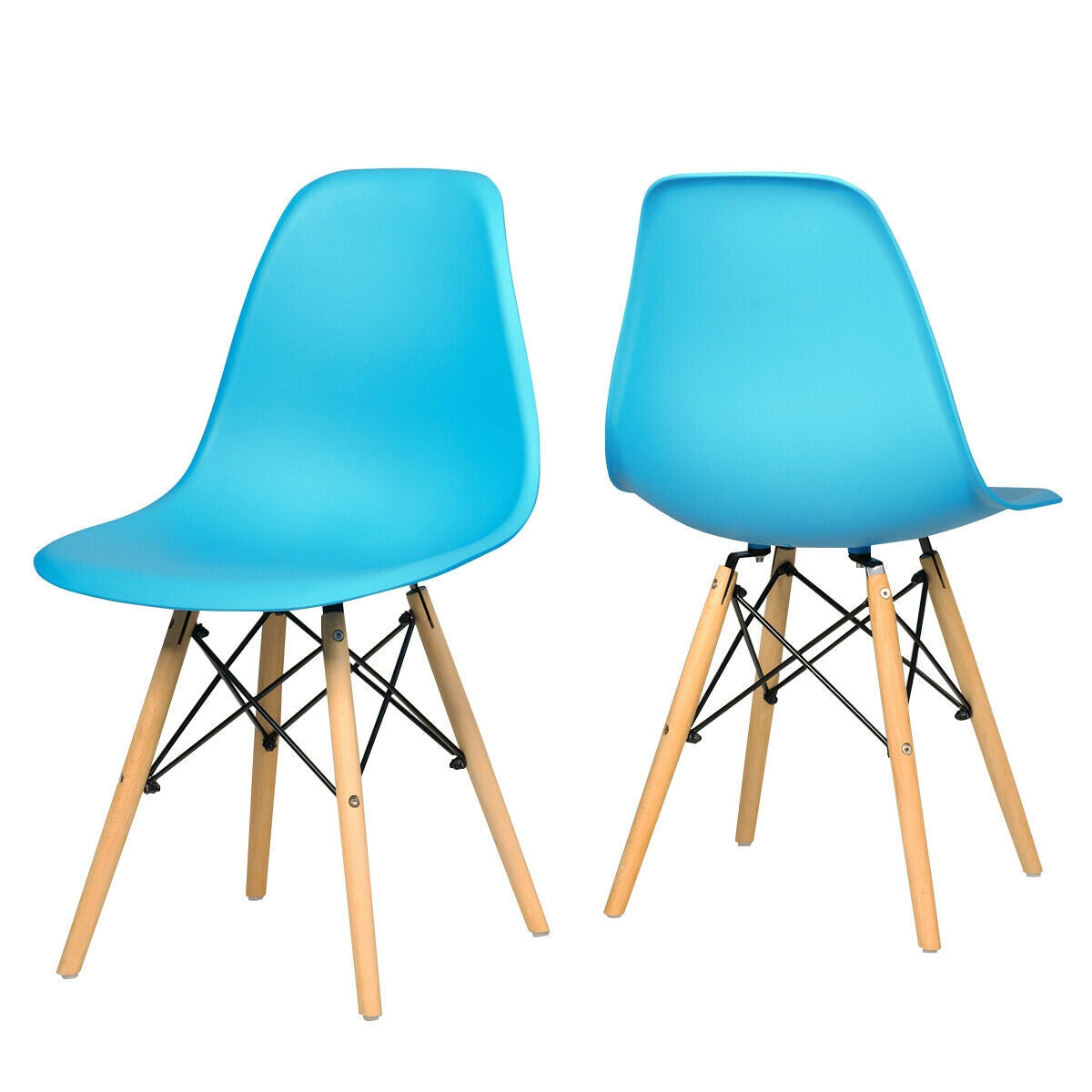 Set of 2 Mid-Century Modern DSW Dining Side Chair-Blue-Dining Chairs-DECOROLALA