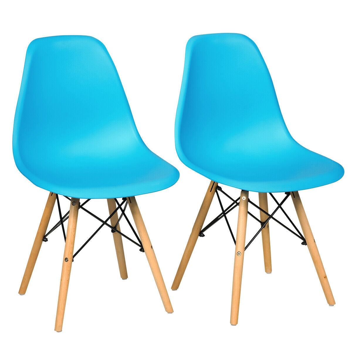 Set of 2 Mid-Century Modern DSW Dining Side Chair-Blue-Dining Chairs-DECOROLALA