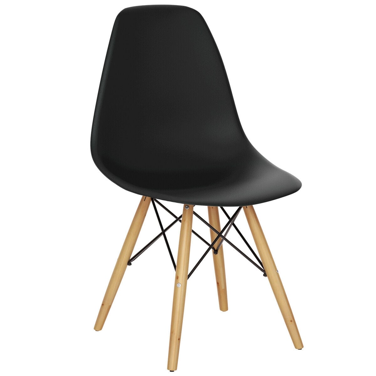 Set of 2 Mid-Century Modern DSW Dining Side Chair-Dark Black-Dining Chairs-DECOROLALA