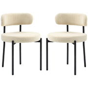 Set of 2 Modern Dining Chairs - Beige Berber Fleece & Steel Legs-Home Furnishings > Kitchen & Dining Furniture > Dining Chairs-DECOROLALA