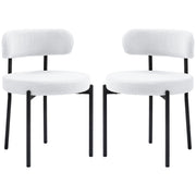 Set of 2 Modern Dining Chairs - Cream White Berber Fleece-Home Furnishings > Kitchen & Dining Furniture > Dining Chairs-DECOROLALA