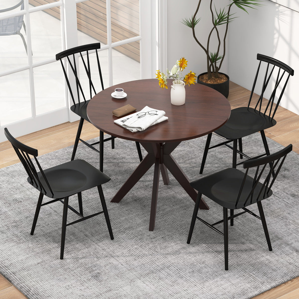 Set of 2 Modern Dining Chairs with Backrest-Dining Chairs-DECOROLALA