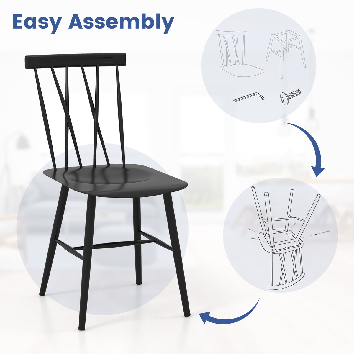 Set of 2 Modern Dining Chairs with Backrest-Dining Chairs-DECOROLALA