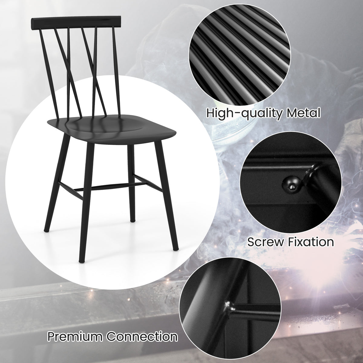 Set of 2 Modern Dining Chairs with Backrest-Dining Chairs-DECOROLALA