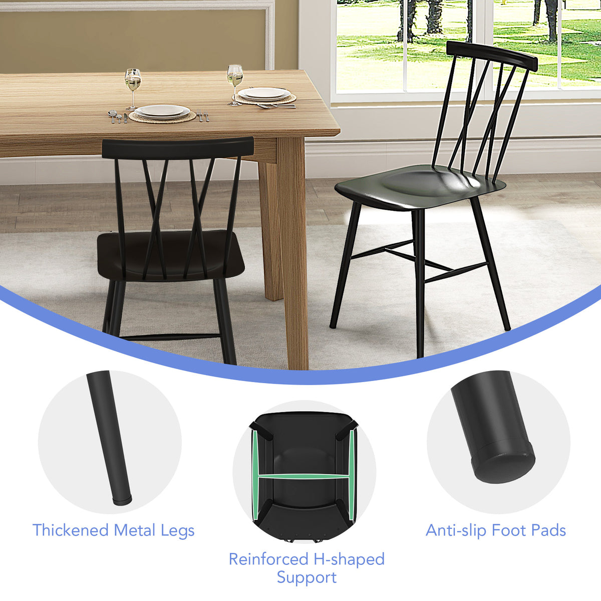 Set of 2 Modern Dining Chairs with Backrest-Dining Chairs-DECOROLALA