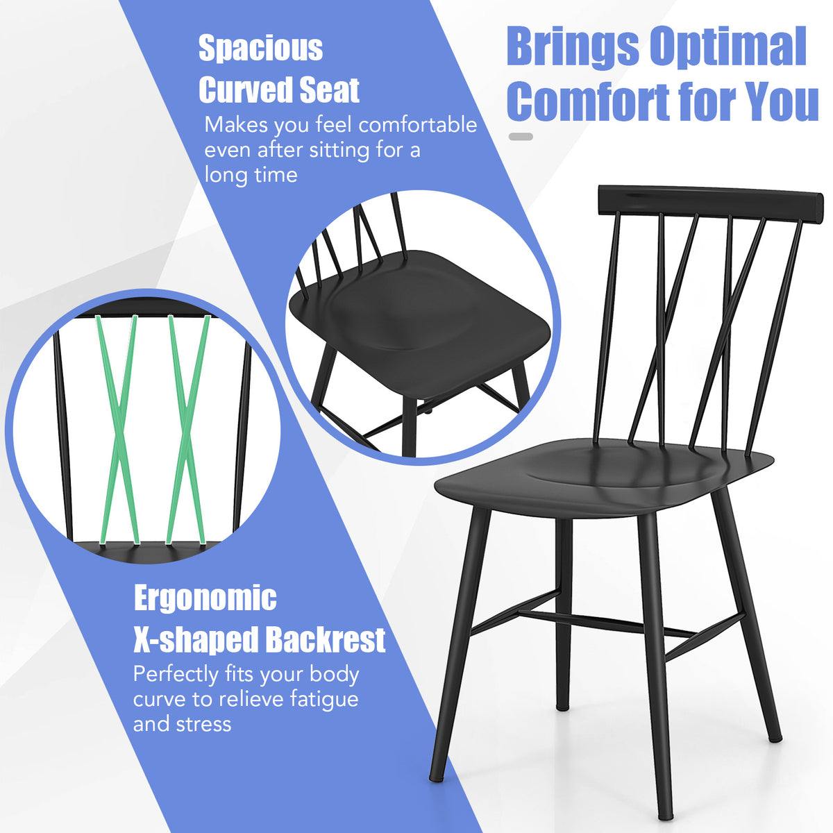 Set of 2 Modern Dining Chairs with Backrest-Dining Chairs-DECOROLALA