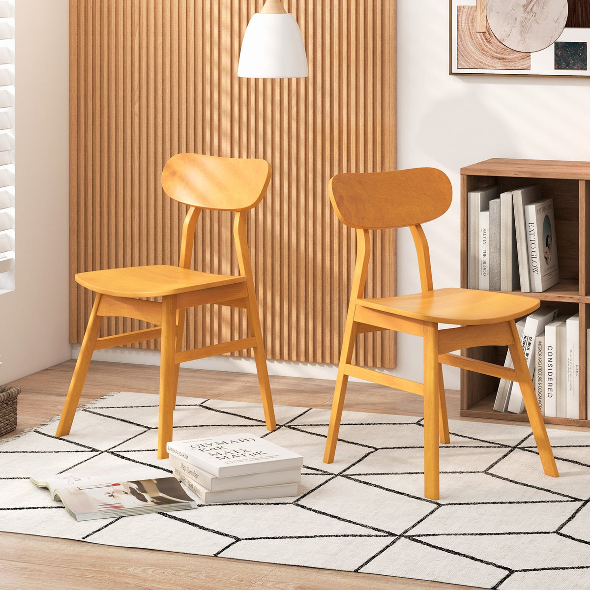 Set of 2 Modern Dining Chairs with Curved Backrest and Seat-Natural-Dining Chairs-DECOROLALA