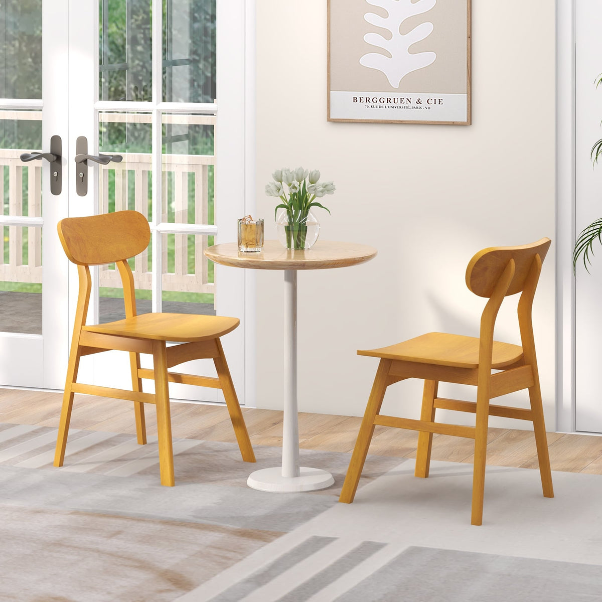 Set of 2 Modern Dining Chairs with Curved Backrest and Seat-Natural-Dining Chairs-DECOROLALA
