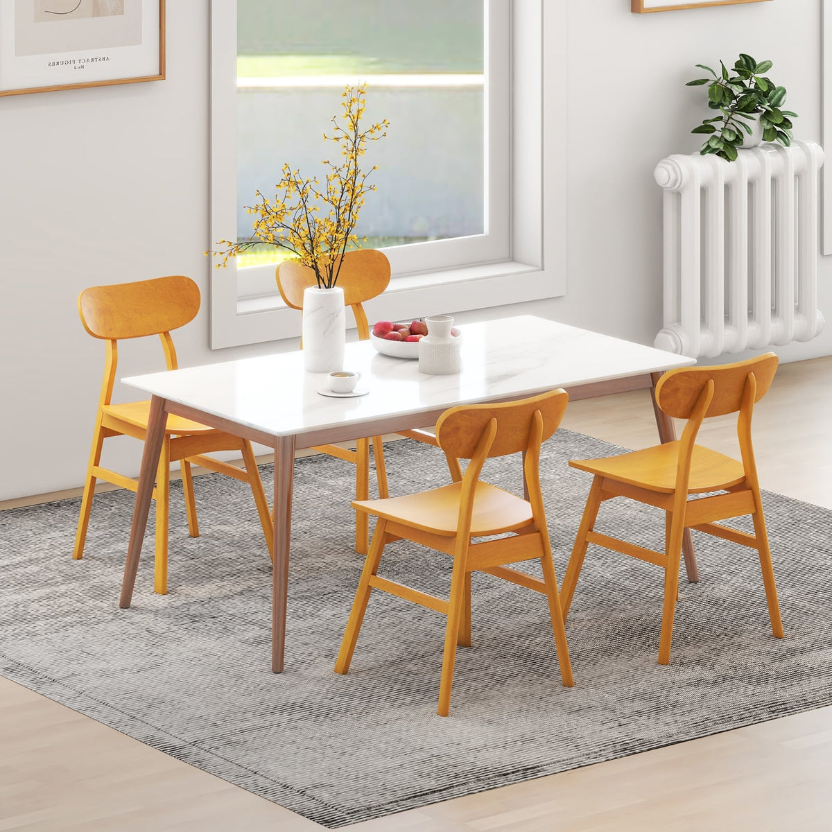 Set of 2 Modern Dining Chairs with Curved Backrest and Seat-Natural-Dining Chairs-DECOROLALA