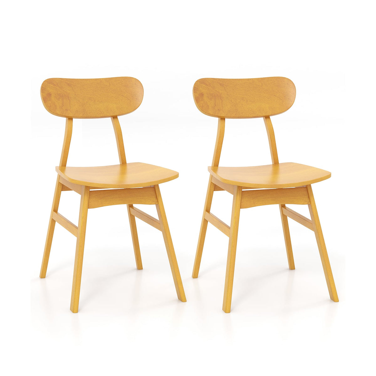 Set of 2 Modern Dining Chairs with Curved Backrest and Seat-Natural-Dining Chairs-DECOROLALA