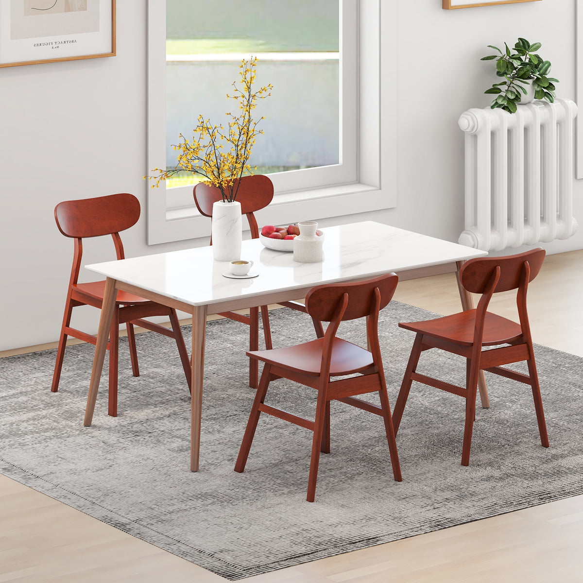 Set of 2 Modern Dining Chairs with Curved Backrest and Seat-Walnut-Dining Chairs-DECOROLALA