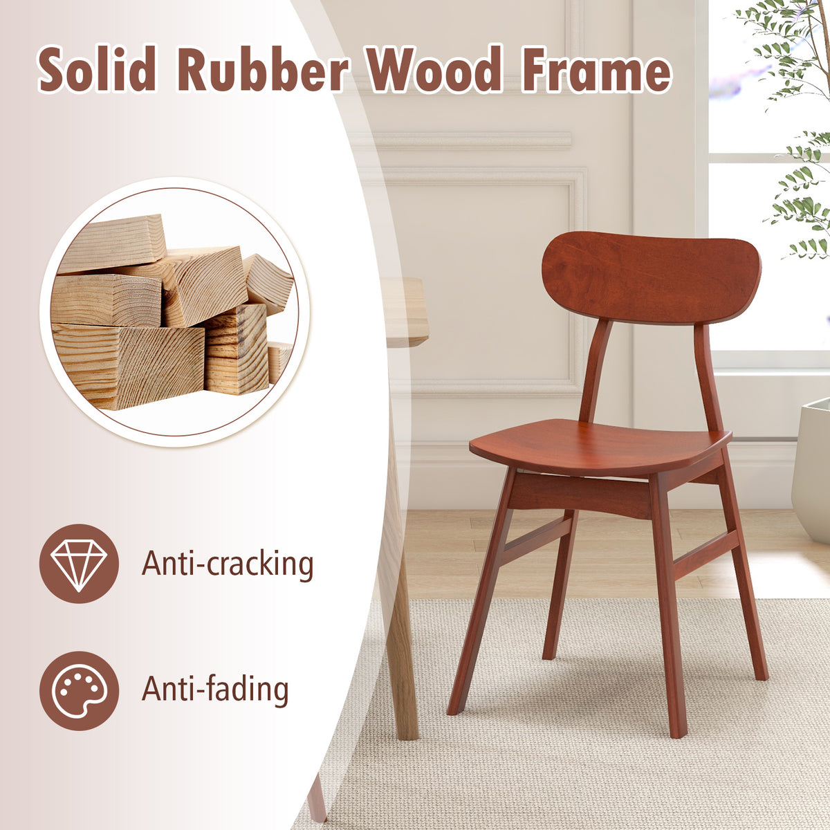 Set of 2 Modern Dining Chairs with Curved Backrest and Seat-Walnut-Dining Chairs-DECOROLALA