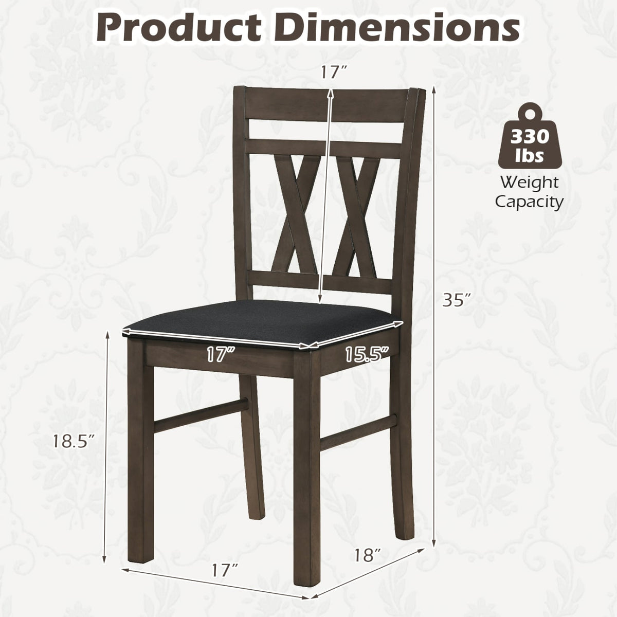 Set of 2 Modern Linen Style Upholstered Kitchen Chairs-Gray-Dining Chairs-DECOROLALA
