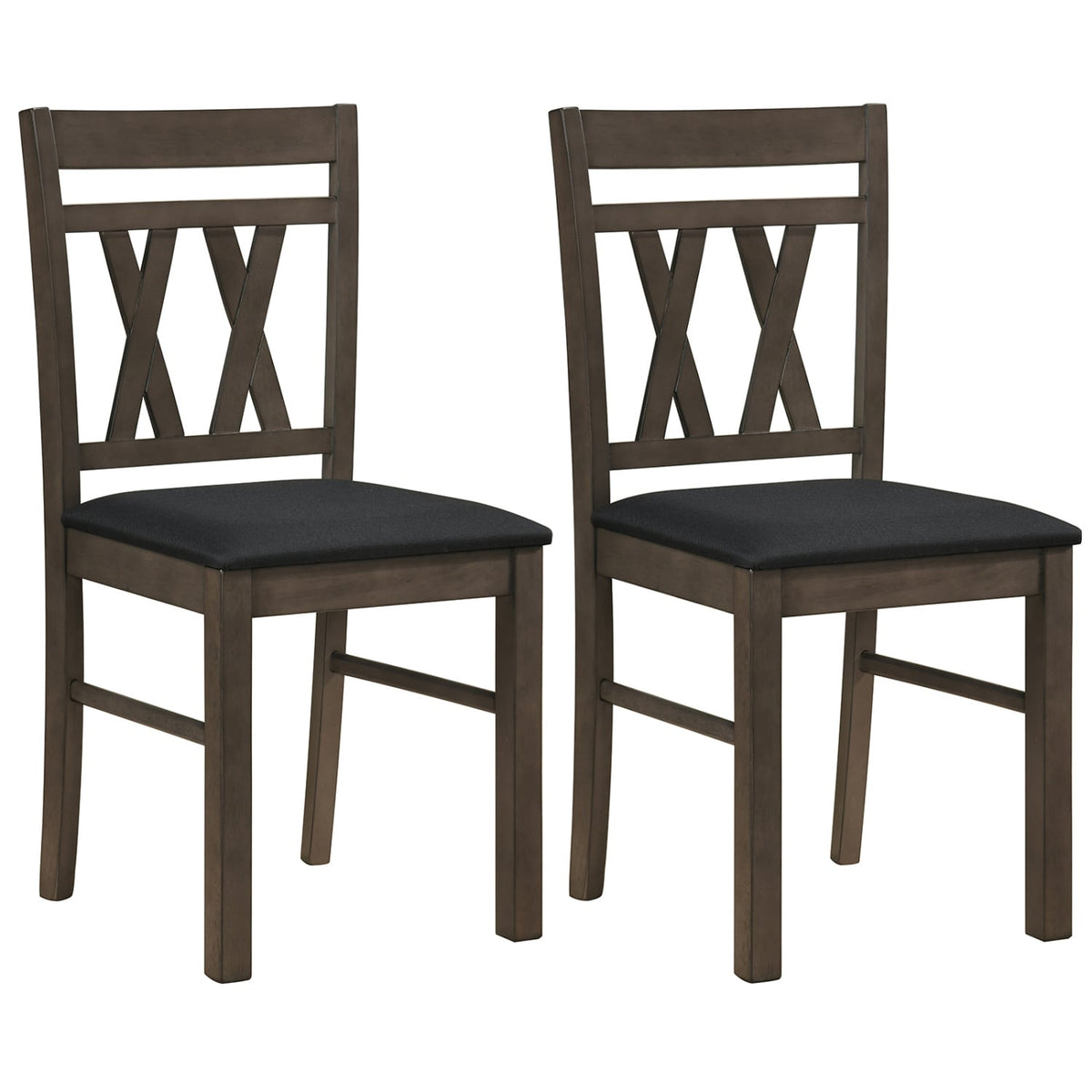 Set of 2 Modern Linen Style Upholstered Kitchen Chairs-Gray-Dining Chairs-DECOROLALA