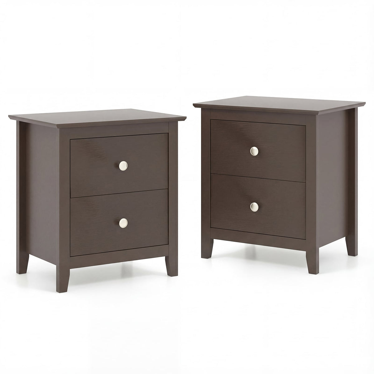 Set of 2 Modern Nightstand with 2 Drawers for Small Spaces-Rustic Brown-Nightstands-DECOROLALA