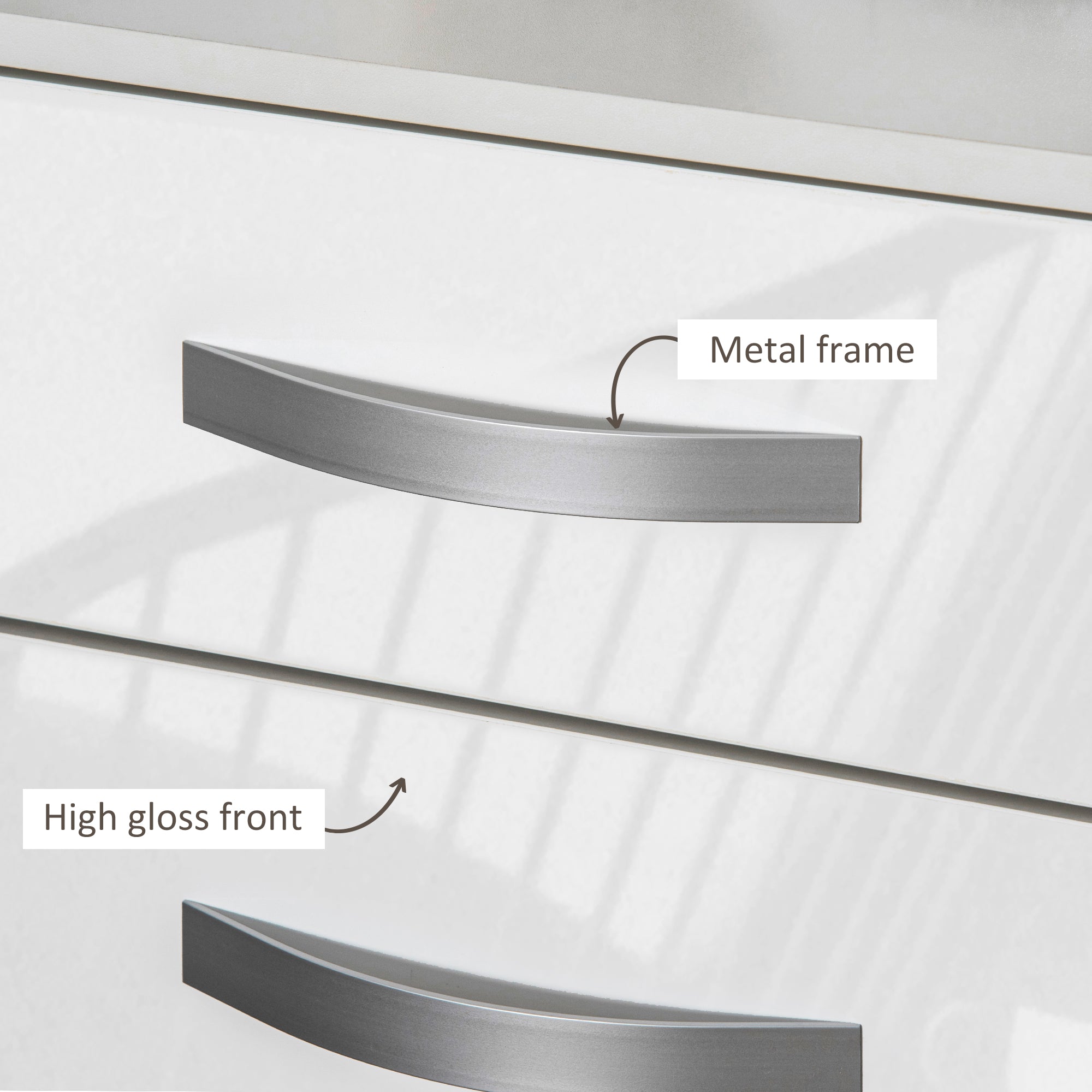 Set of 2 Modern Nightstands - 3 High Gloss Drawers White-DECOROLALA