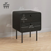 Set of 2 Modern Nightstands - Black Wood Grain 2-Drawer-Nightstands-DECOROLALA
